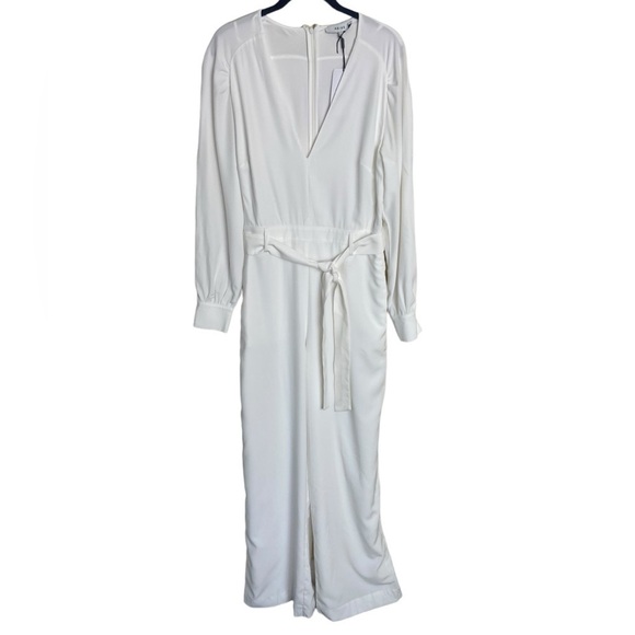 NWT Reiss Elsa Long Sleeve Wide Leg Jumpsuit White size 10 Bridal Wedding - Picture 2 of 12